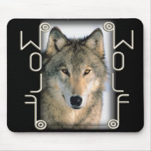 WOLF PORTRAIT - MIRRORED TEXT MOUSEPADS