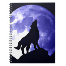 Wolf Silhouette & Full Moon Spiral Note Book
