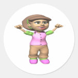 Woman Bowler Round Stickers