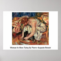 Woman In Shoe Tying By Pierre-Auguste Renoir Posters