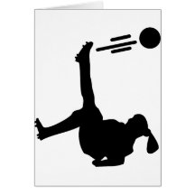 woman soccer bicycle kick greeting card
