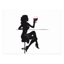 Woman-Wine Postcard