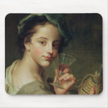 Woman with a Glass of Wine Mouse Pads