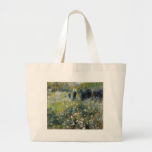 Woman with a Parasol in a Garden, Renoir Canvas Bags