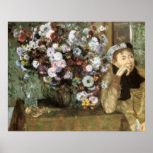 Woman With Chrysanthemum Poster