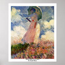 Woman With Parasol Study By Claude Monet Poster