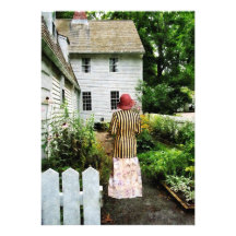 Woman With Striped Jacket and Flowered Skirt Invitation