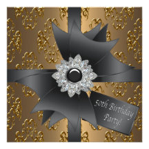 Womans Gold 50th Birthday Party Custom Invitation
