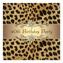 Womans Leopard 40th Birthday Party Invitation