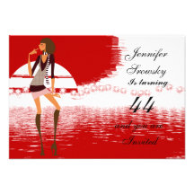 Women Birthday Party red Custom Announcement