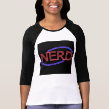 Women's neon nerd sign with black background tshirt
