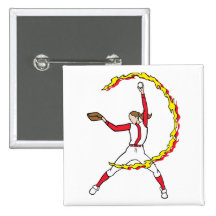 Womens Softball Pitcher Pinback Buttons