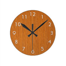 Wood Grain Round Wall Clocks