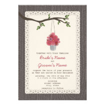 Wood Inspired Tin Can Of Red Flowers Wedding invitations