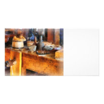 Wood Shop With Wooden Bucket Photo Greeting Card