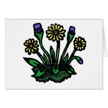 Woodcut Flowers Card