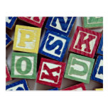Wooden blocks with alphabets for kids postcard