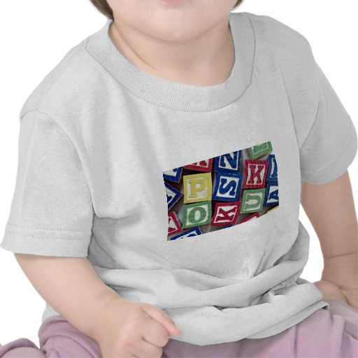 Wooden blocks with alphabets for kids t-shirts