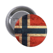 Wooden Norway Flag Pinback Button