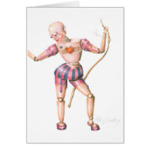 Wooden woman with electric heart. cards