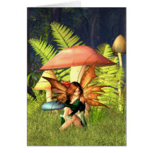 Woodland Toadstool Fairy Greeting Card