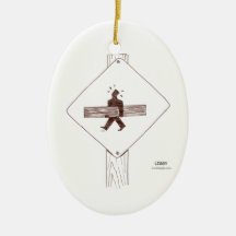 Woodworker Crossing Cartoon Ornament