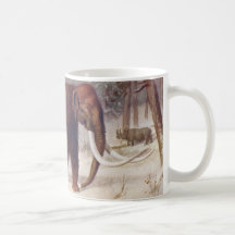 Woolly Mammoth Prehistoric Animal Antique Print Coffee Mugs