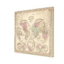 World hemispheres  Map by Mitchell Gallery Wrapped Canvas