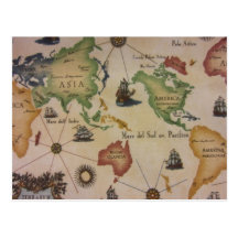 World Map Pacific Post Card