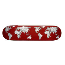 World map red white skate boards