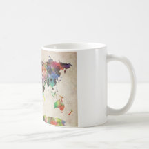 World Map Urban Watercolor Mugs