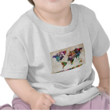 World Map Urban Watercolor T-shirts