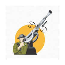 World War Two British Soldier Machine Gun Canvas Prints