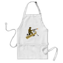 World war two british soldier with machine gun aprons