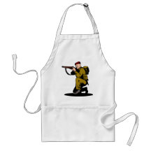 World war two british soldier with rifle aprons
