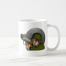 World War two soldier aiming a bazooka Mugs