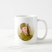 world war two soldier talking walkie talkie radio coffee mug
