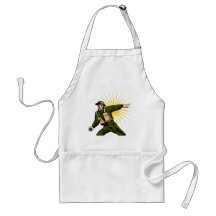 World war two soldier throwing grenade apron