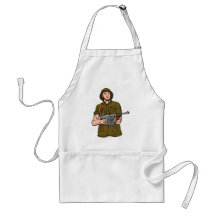 World war two soldier with rifle apron