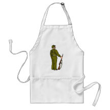 World war two soldier with rifle aprons