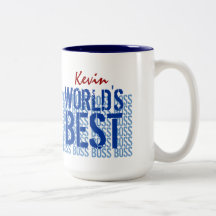 World's Best Boss Blue Grunge Lettering G451 Coffee Mugs