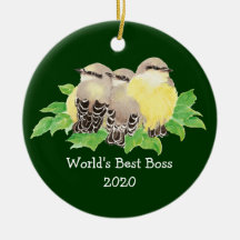 World's Best Boss Custom Dated Western King bird Ornament