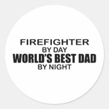 World's Best Dad - Firefighter Round Stickers