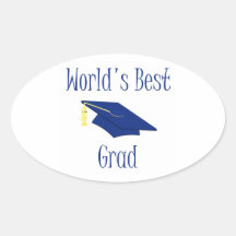 World's Best Grad (blue) Oval Stickers