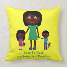World's Best Kindergarten Teacher Cute Cartoon Pillows