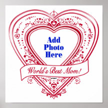 World's Best Mom! Photo Red Hearts Posters