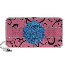 World's best mum pink swirls portable speaker