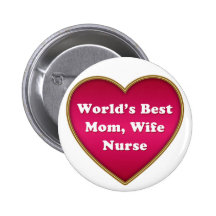 World's Best Mum Wife Nurse Heart Pins