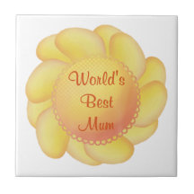 World's Best Mum (yellow flower) Tiles