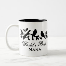 World's Best Nana sparrows silhouette branch Mug
